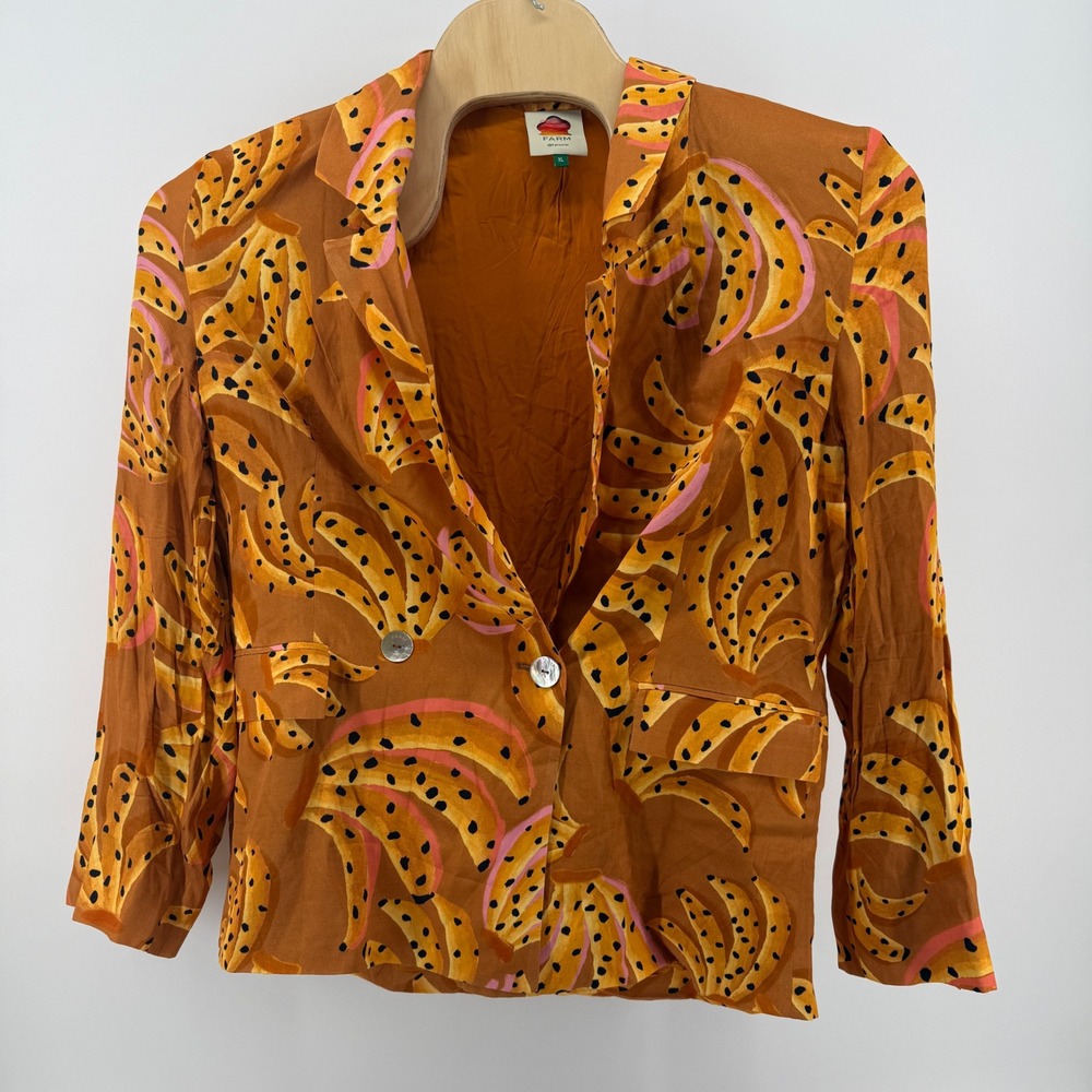 FARM Rio Caramel Raining Bananas Blazer and Shorts Set Orange Yellow XL